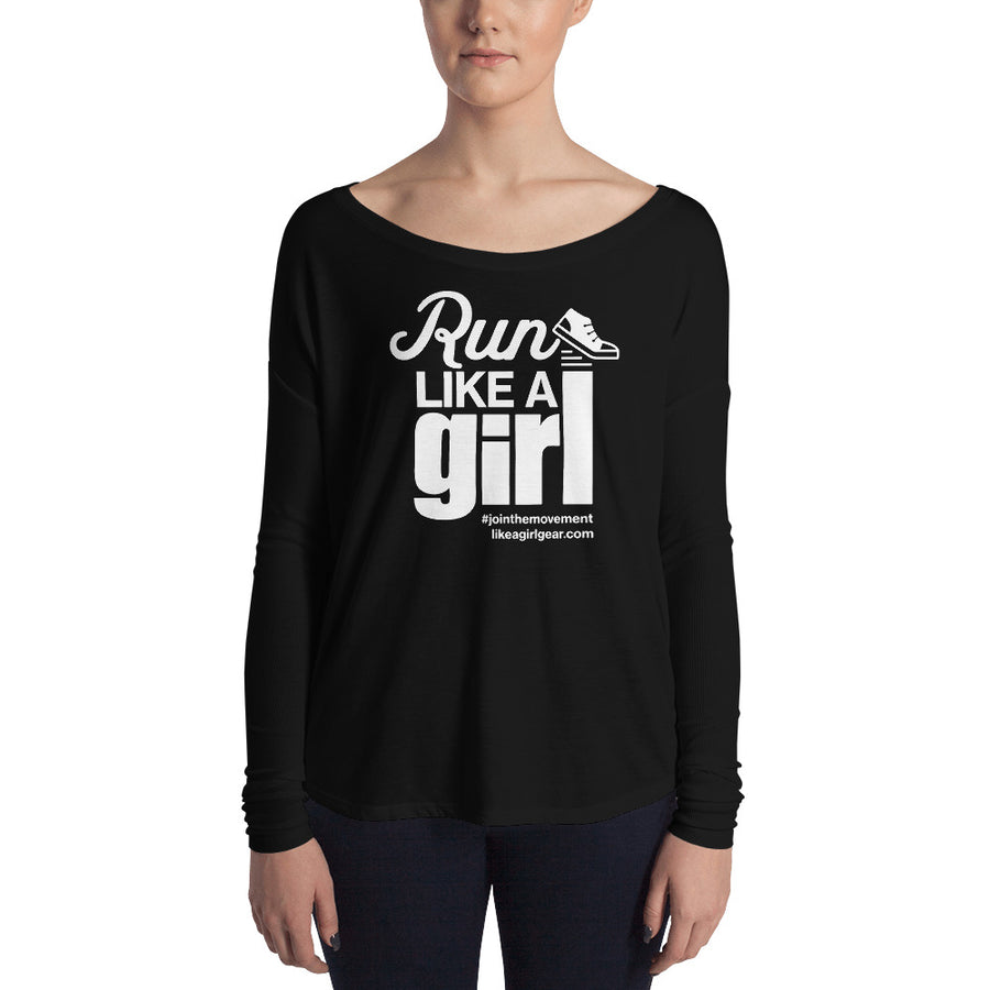 Run Like A Girl - WH (W Flowy L/S T-Shirt)